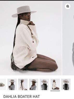 Gigi Pip Dahlia Boater Hat in Light Gray